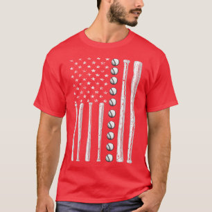 Baseball American Flag Fathers Day Gift T-Shirt