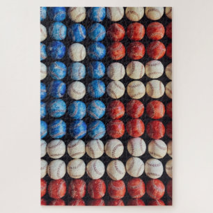 Baseball American Flag Jigsaw Puzzle