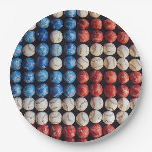 Baseball American Flag Paper Plate