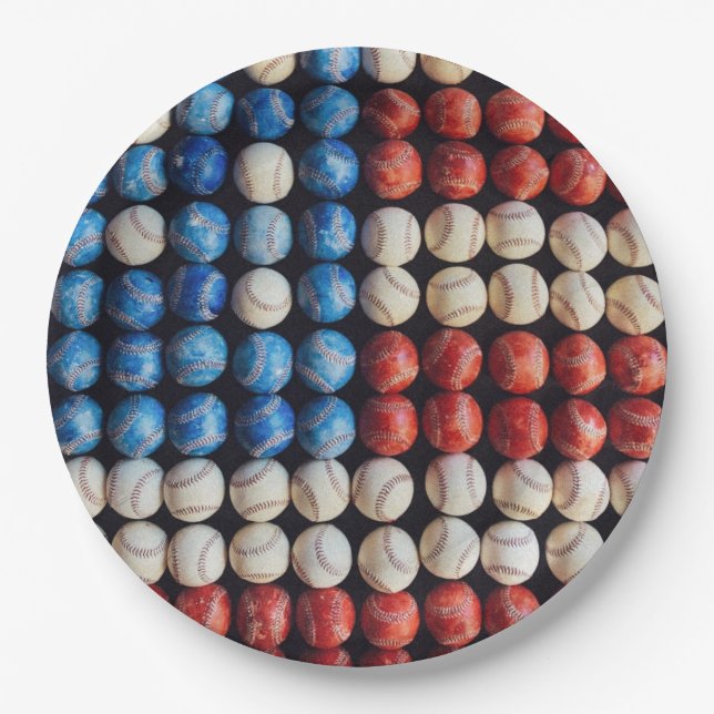 Baseball American Flag Paper Plate (Front)