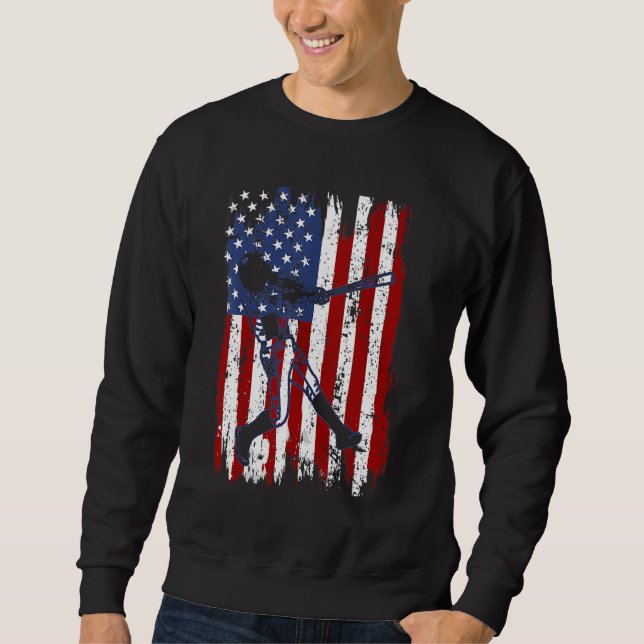 Baseball American Flag Patriotic Catcher 4th Of Ju Sweatshirt (Front)