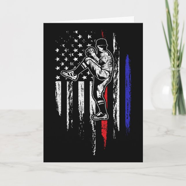 Baseball American Flag Pitcher Usa Pitching 4th Of Card (Front)