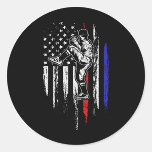 Baseball American Flag Pitcher Usa Pitching 4th Of Classic Round Sticker