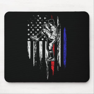 Baseball American Flag Pitcher Usa Pitching 4th Of Mouse Pad