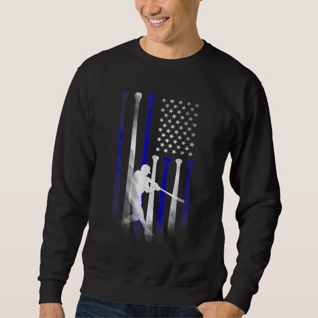 Baseball American Flag Player Flag Dad Mum Kid App Sweatshirt (Front)
