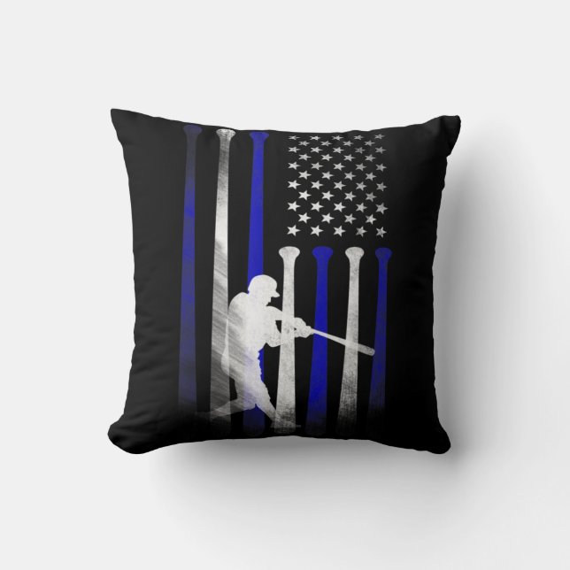 Baseball American Flag Player Flag, Dad, Mum, Kid  Cushion (Front)