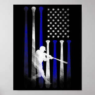 Baseball American Flag Player Flag, Dad, Mum, Kid  Poster