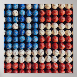 Baseball American Flag Poster
