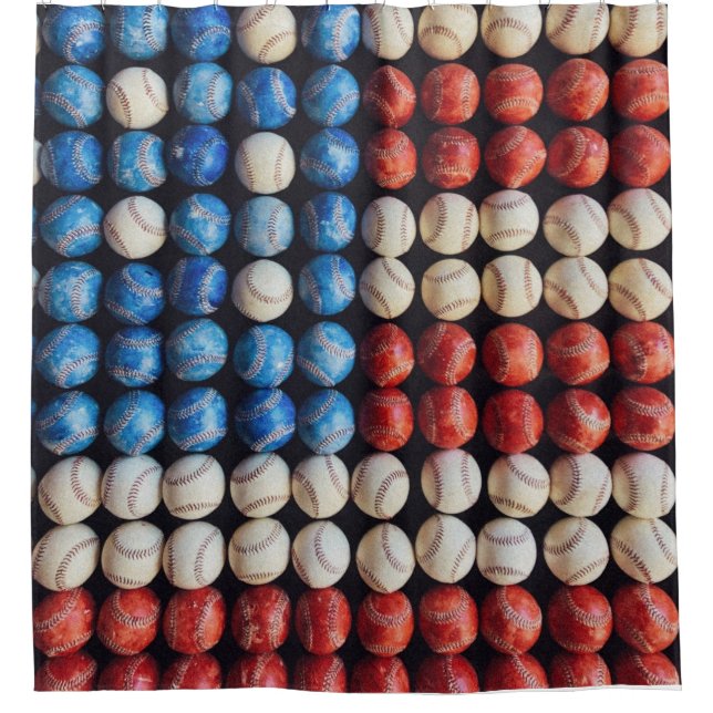 Baseball American Flag Shower Curtain (Front)