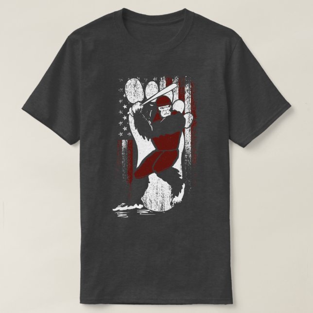 Baseball American Flag T-Shirt (Design Front)
