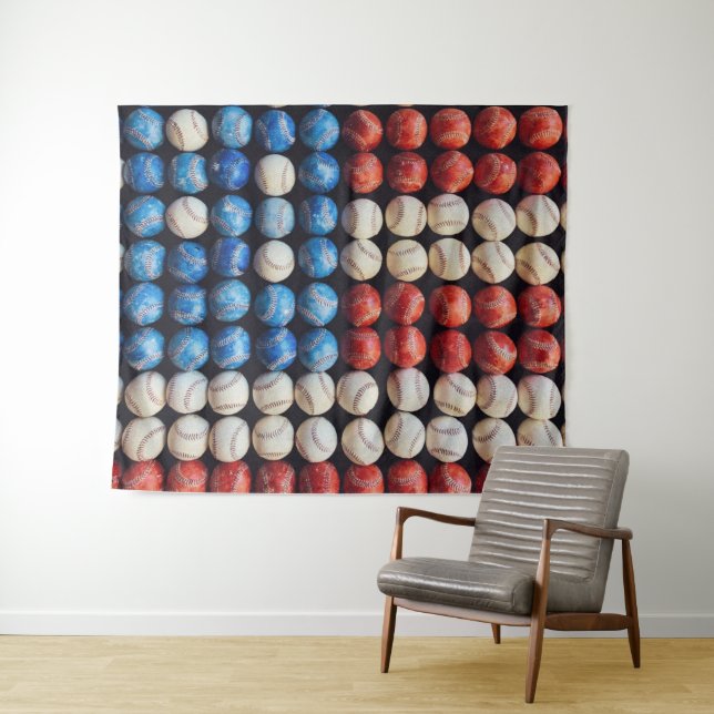 Baseball American Flag Tapestry (In Situ (Horizontal))
