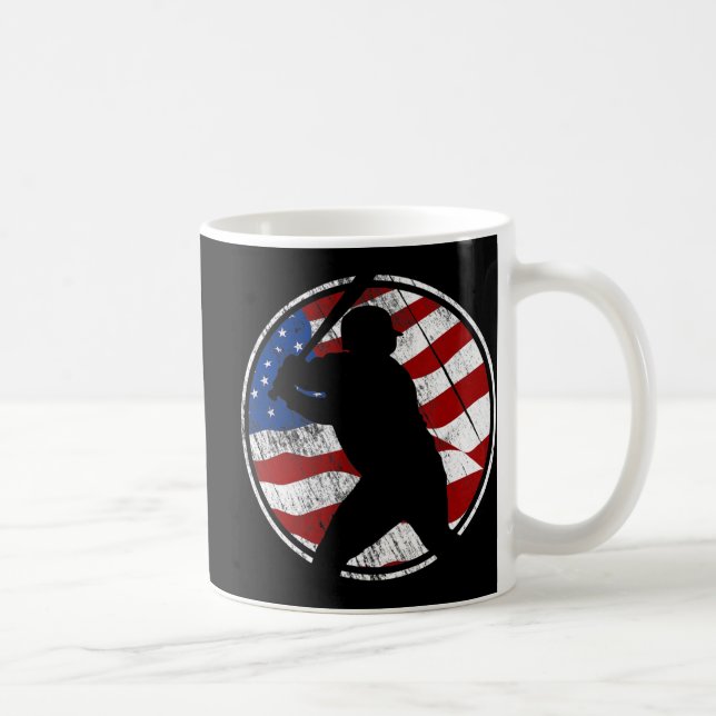 Baseball American Flag - Vintage Baseball  Coffee Mug (Right)