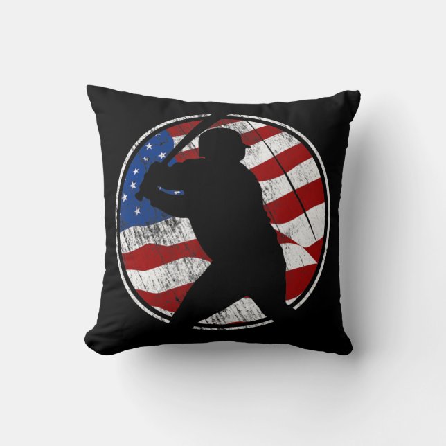Baseball American Flag - Vintage Baseball  Cushion (Front)
