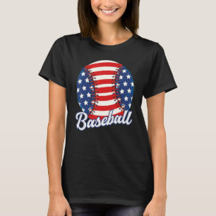Baseball American USA flag Patriotic Retro Basebal T-Shirt