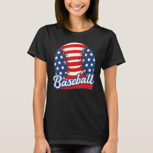 Baseball American USA flag Patriotic Retro Basebal T-Shirt