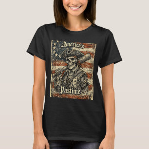 Baseball Americas Pastime American Flag Patriotic T-Shirt