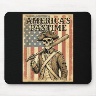 Baseball Americas Pastime Patriotic Skeleton Mouse Pad