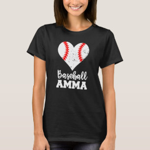 Baseball Amma Baseball Heart Grandma Amma T-Shirt