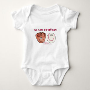 Baseball and Baseball Glove Team Baby Bodysuit