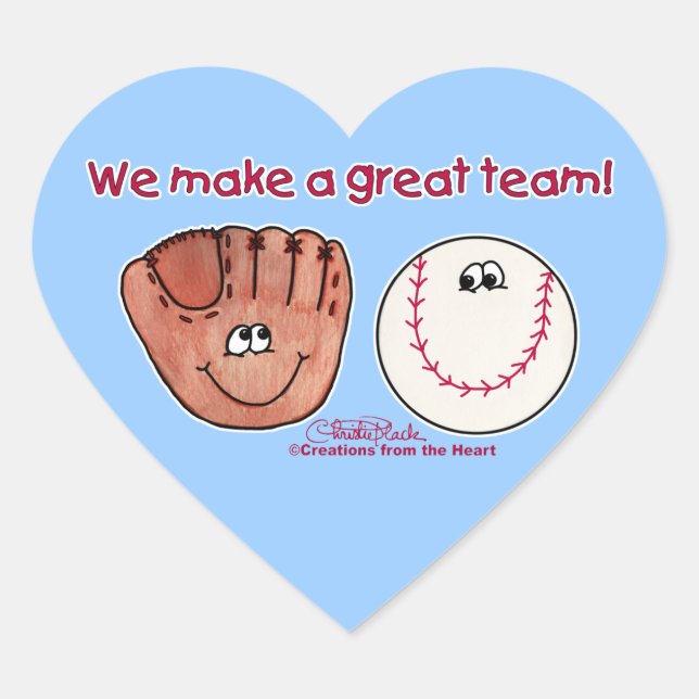 Baseball and Baseball Glove Team Heart Sticker (Front)