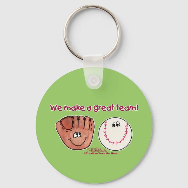 Baseball and Baseball Glove Team Key Ring (Front)