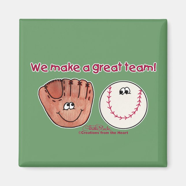 Baseball and Baseball Glove Team Magnet (Front)