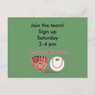 Baseball and Baseball Glove Team Postcard