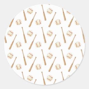 Baseball and Bat Classic Round Sticker
