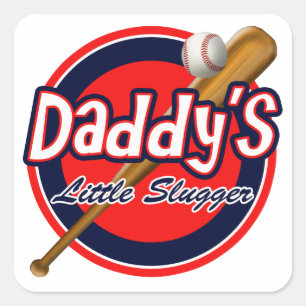 Baseball and Bat Daddy's Little Slugger Square Sticker