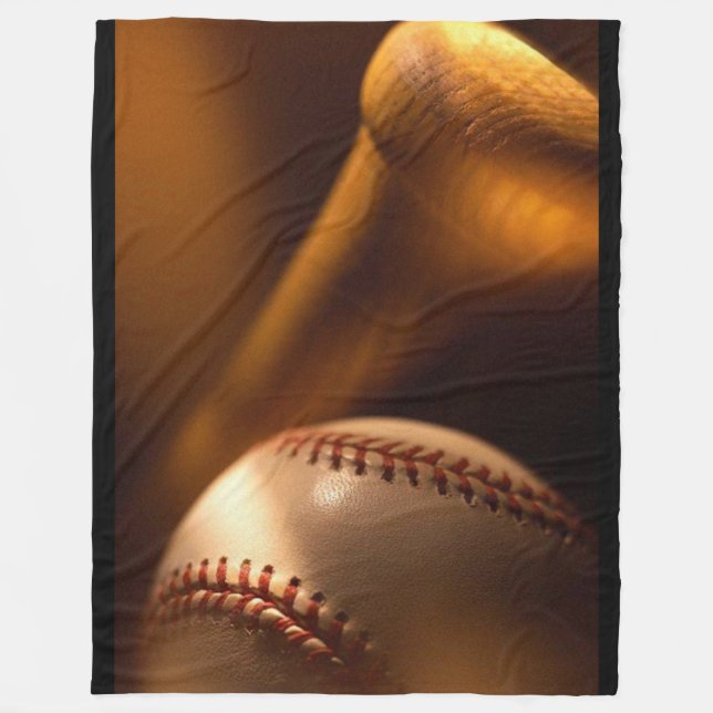 Baseball and Bat Fleece Blanket (Front)