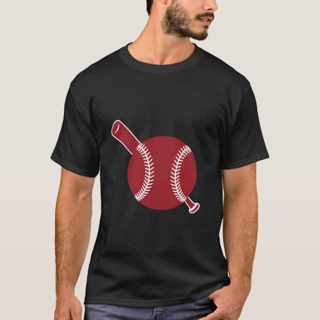 Baseball and Bat Icon T-Shirt (Front)