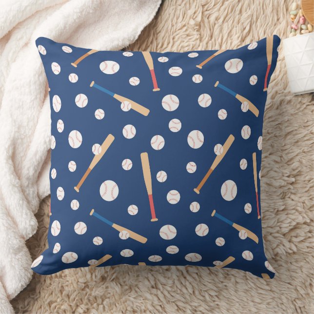 Baseball and Bat Sports Pattern Cushion (Blanket)