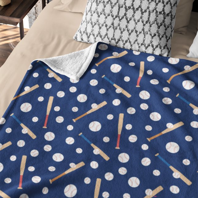 Baseball and Bat Sports Pattern Fleece Blanket (Creator Uploaded)