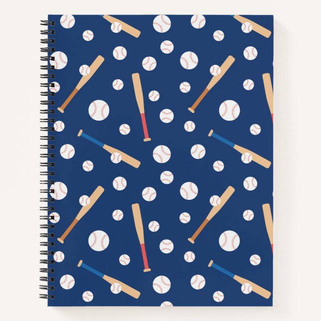 Baseball and Bat Sports Pattern School Notebook (Front)