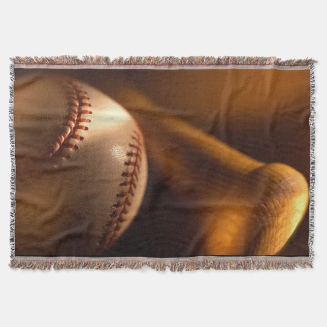 Baseball and Bat Throw Blanket (Front)