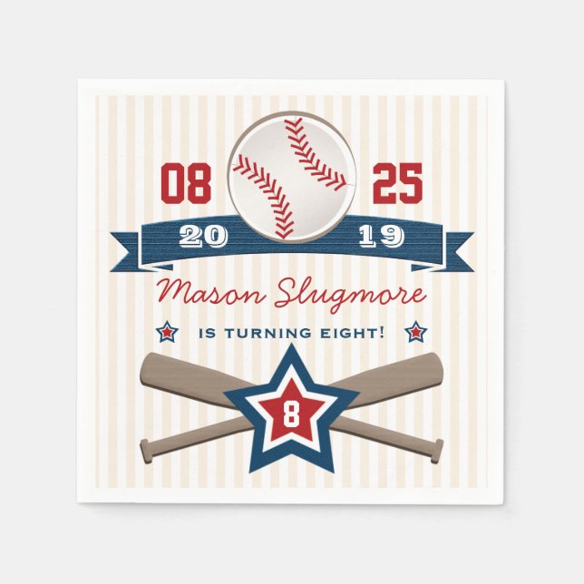 BASEBALL AND BATS BIRTHDAY NAPKIN (Front)