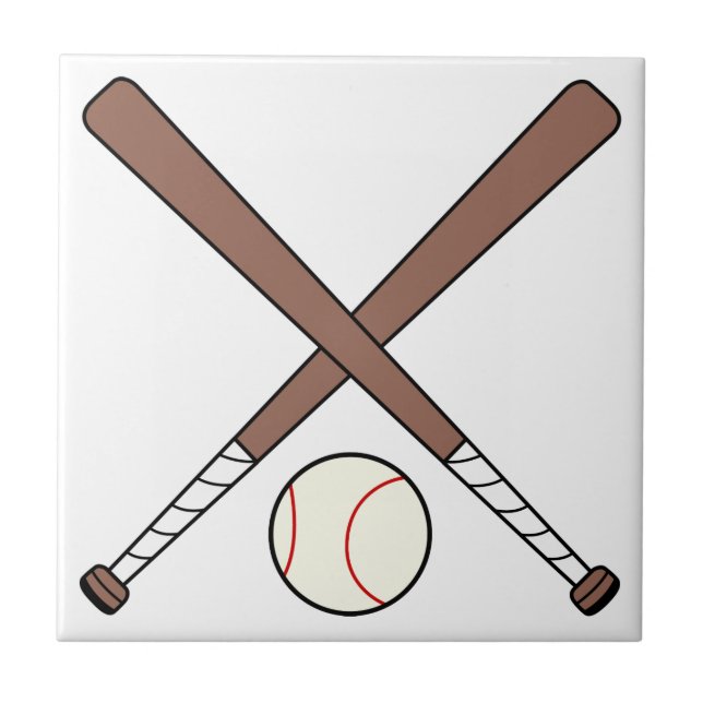 Baseball and Bats Ceramic Tile (Front)