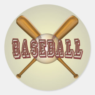Baseball and Crossed Baseball Bats Classic Round Sticker