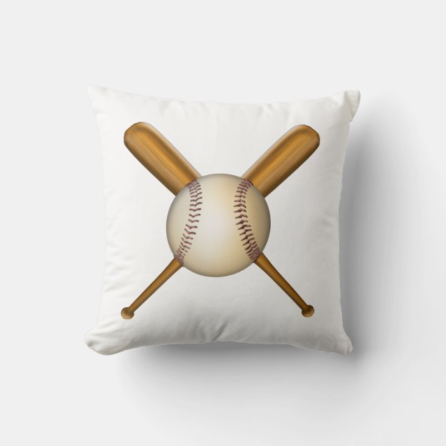 Baseball and Crossed Bats Cushion (Front)