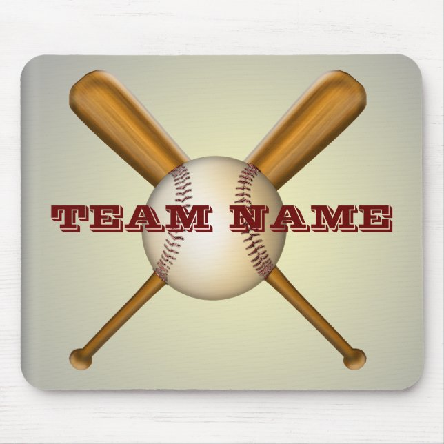 Baseball and Crossed Bats Customisable Mouse Pad (Front)