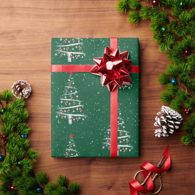 Baseball and Red Socks Christmas Tree   Wrapping Paper (Holiday Gift)