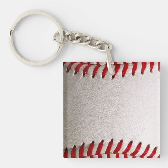 Baseball and Softball Red Stitching Key Ring (Front)