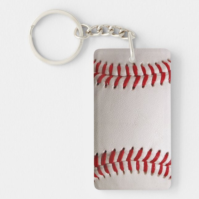 Baseball and Softball Red Stitching Key Ring (Front)