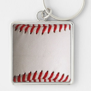 Baseball and Softball Red Stitching Key Ring