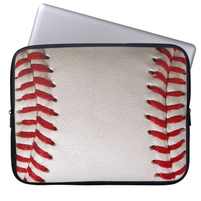Baseball and Softball Red Stitching Laptop Sleeve (Front)