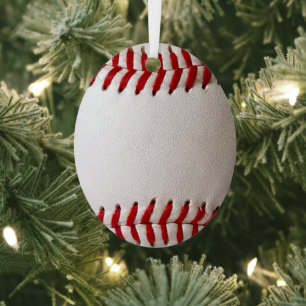 Baseball and Softball Red Stitching Metal Tree Decoration
