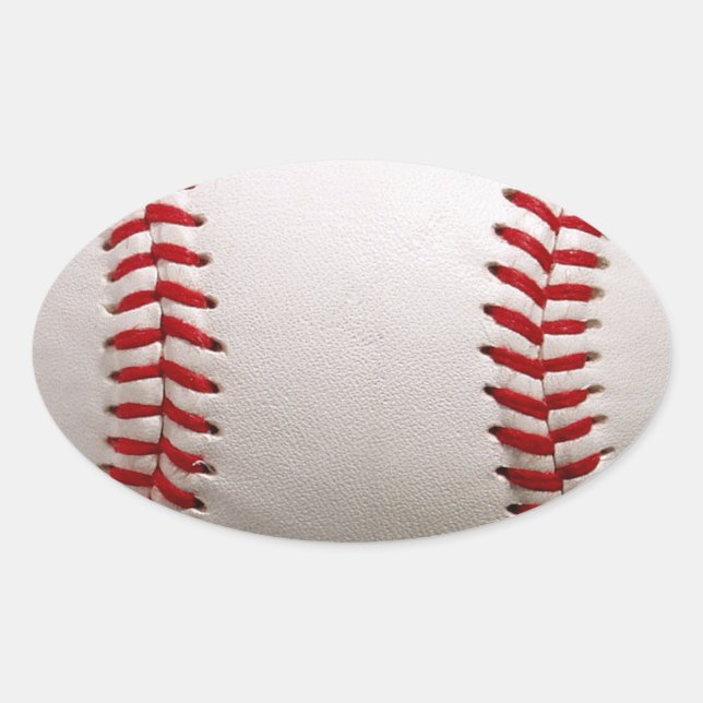 Baseball and Softball Red Stitching Oval Sticker (Front)