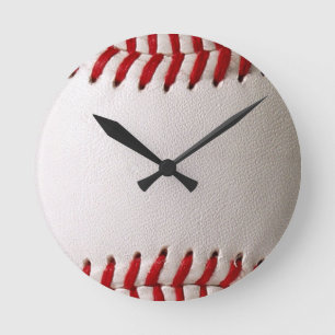 Baseball and Softball Red Stitching Round Clock