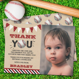 Baseball Any Age Birthday Photo Thank You Card