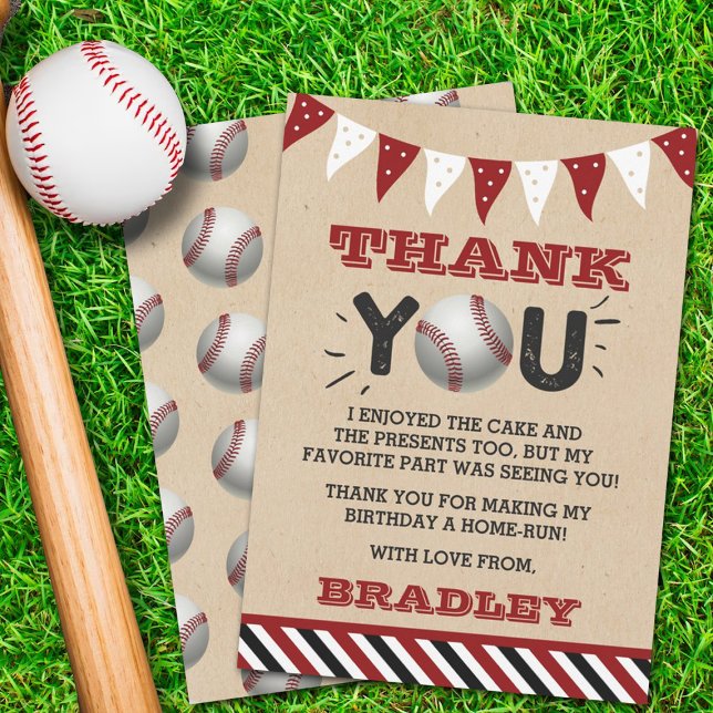 Baseball Any Age Birthday Thank You Card (Creator Uploaded)